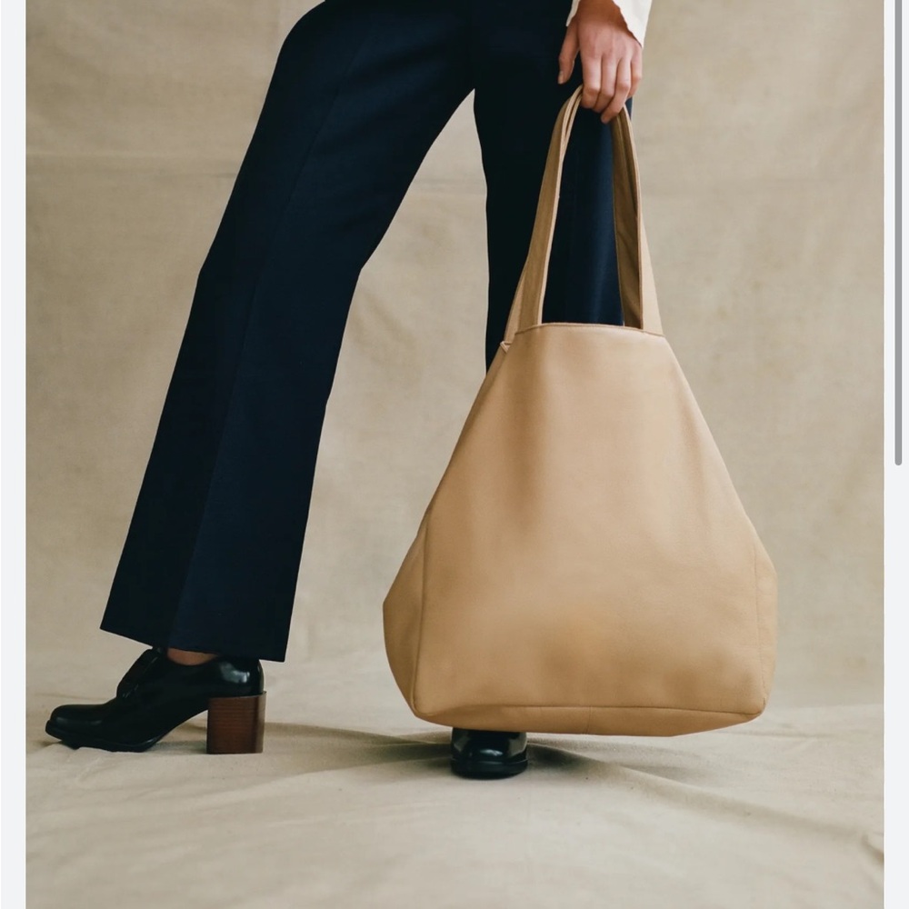 Minimalist Beige Tote Bag - Women's Shoulder Bag - Picture 3 of 5
